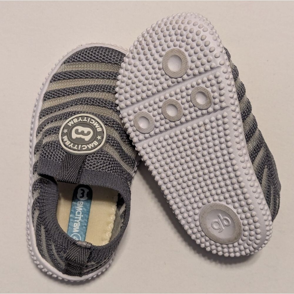 Gray Striped Baby Shoes